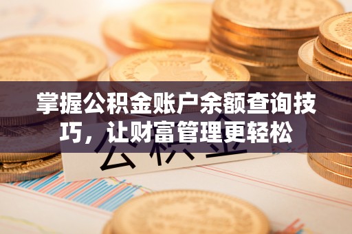 大埤掌握公积金账户余额查询技巧，让财富管理更轻松