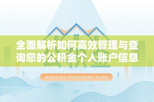 大埤全面解析如何高效管理与查询您的公积金个人账户信息