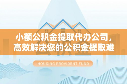 大埤小额公积金提取代办公司，高效解决您的公积金提取难题