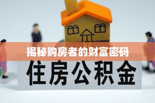 大埤揭秘购房者的财富密码