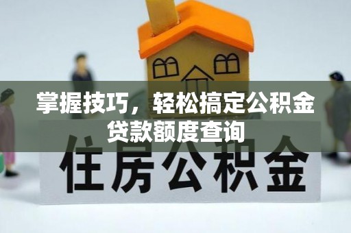 大埤掌握技巧，轻松搞定公积金贷款额度查询